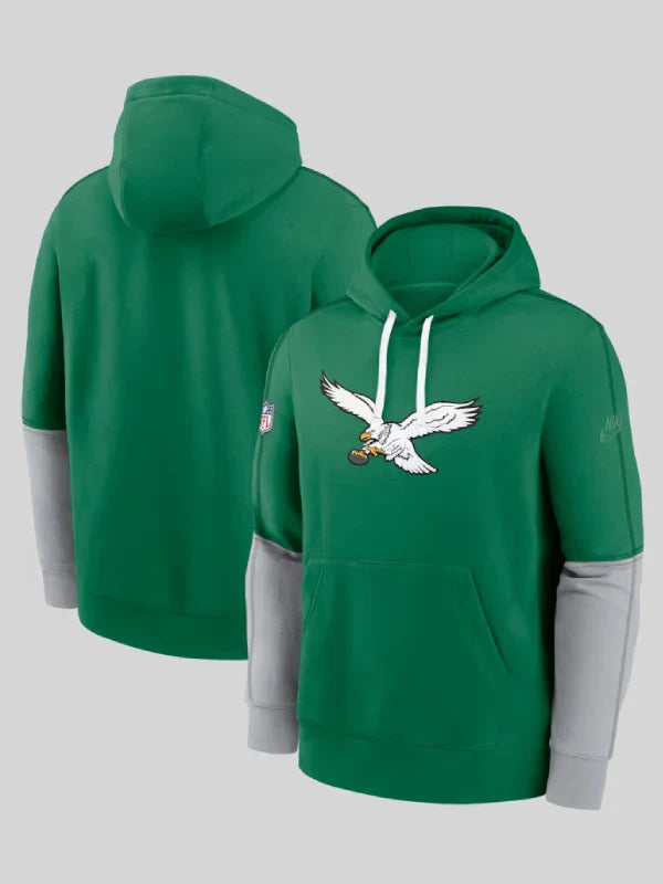 Nike Kelly Green Philadelphia Eagles Throwback Logo Club Tri-Blend Pullover Hoodie