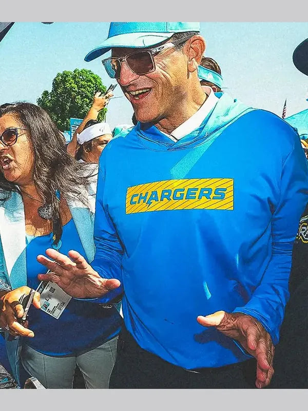 Nike Los Angeles Chargers Jim Harbaugh Blue Hoodie