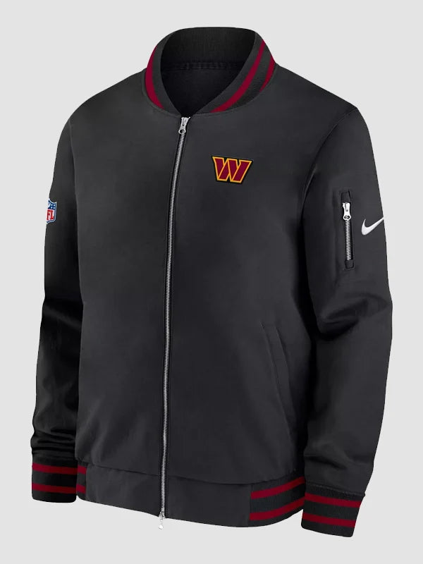 Nike Men's Washington Commanders Sideline Coaches Black Full-Zip Bomber Jacket