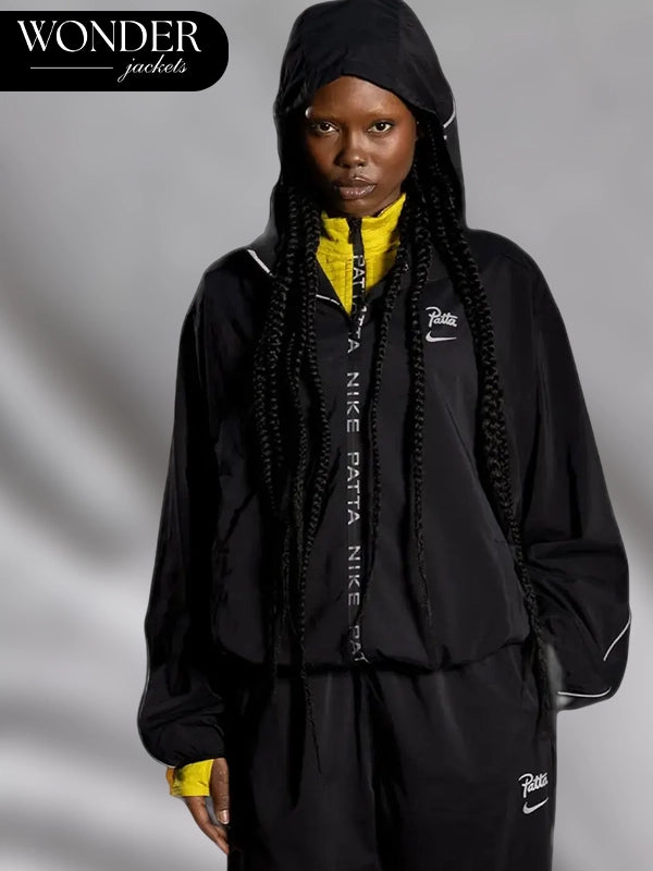 Nike x Patta Running Team Hooded Track Black Jacket