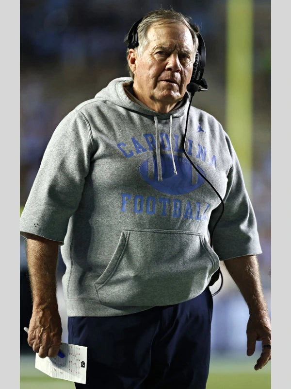 North Carolina Bill Belichick Cutoff Hoodie Grey