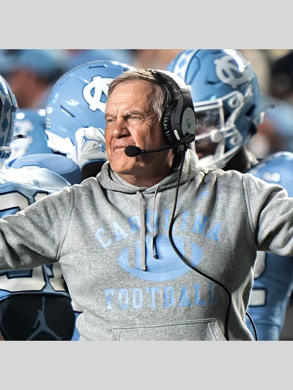 North Carolina Bill Belichick Grey Cutoff Hoodie
