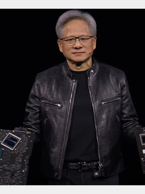 Nvidia CEO Jensen Huang Black Leather Jacket