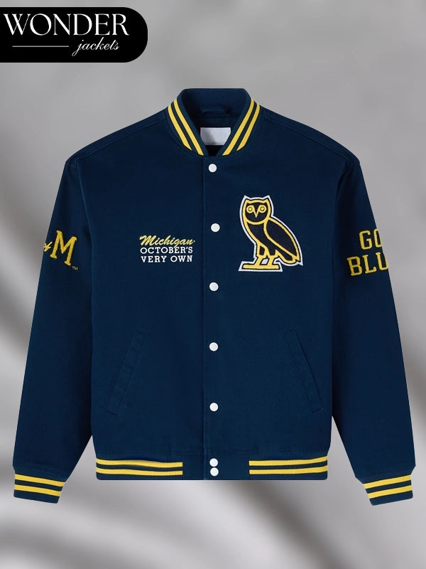 OVO Michigan Wolverines Blue Varsity Jacket