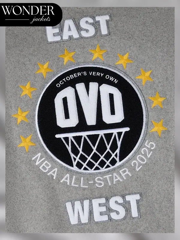 OVO NBA All-Star Varsity Grey And White Jacket