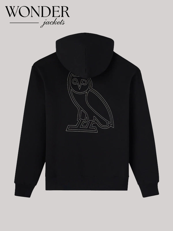 OVO Omega Contrast Stitch Black Hoodie