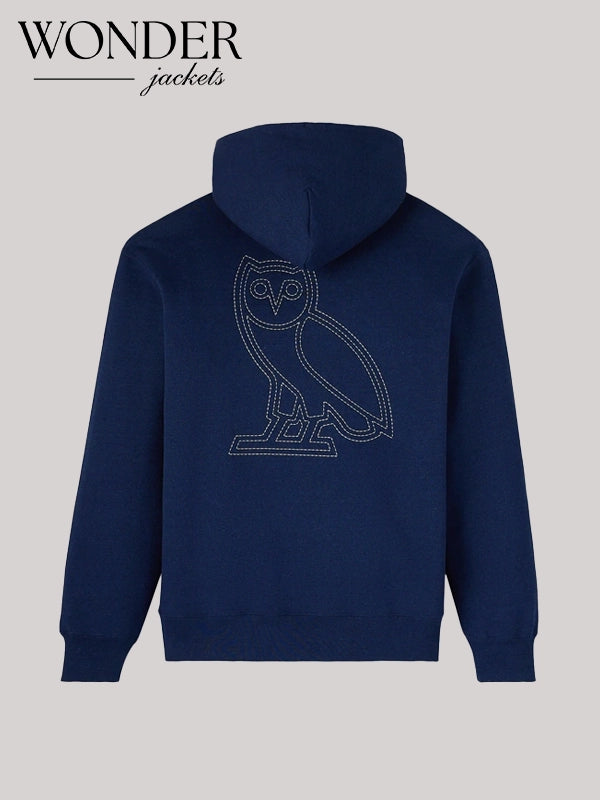 OVO Omega Contrast Stitch Blue Hoodie