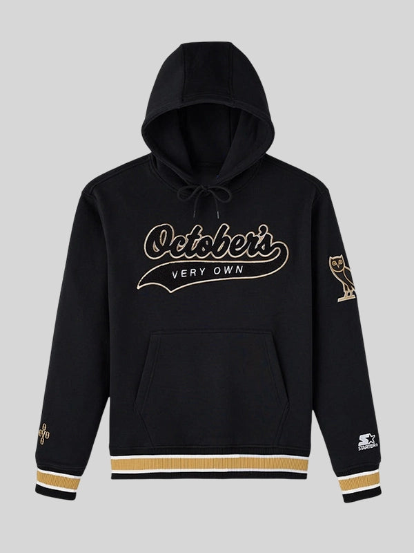 OVO X STARTER Team Script Hoodie Black