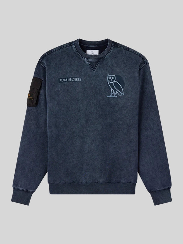 OVO x Alpha Industries Garment Dye Crewneck Sweatshirt