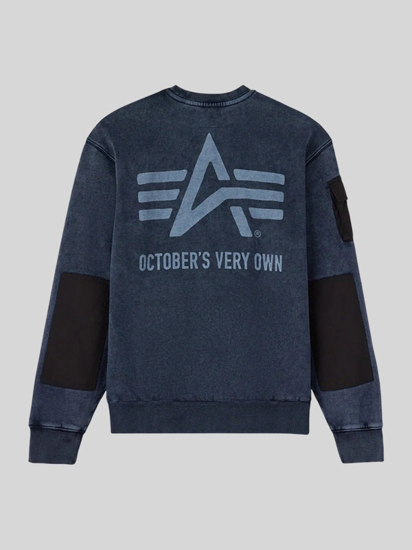 OVO x Alpha Industries Sweatshirt Blue Garment Dye