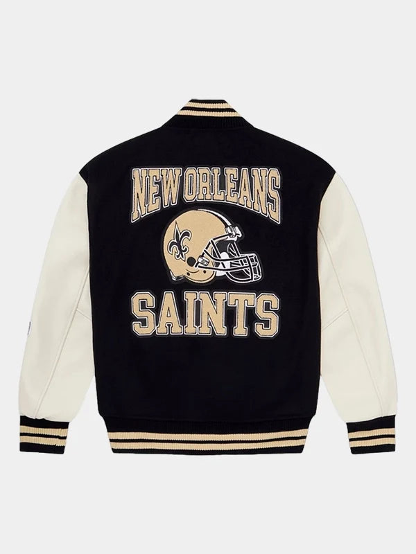 OVO x NFL New Orleans Saints Black Varsity Jacket