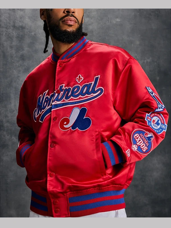 OVO x New Era x MLB Montreal Expos Satin Varsity Jacket