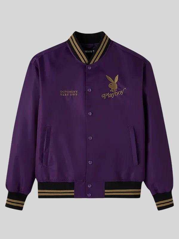 OVO x Playboy Satin Varsity Purple Jacket