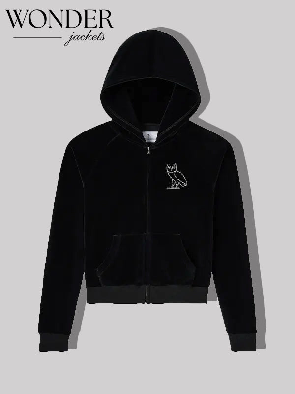 OVO x Rhinestone Crystal Velour Hoodie