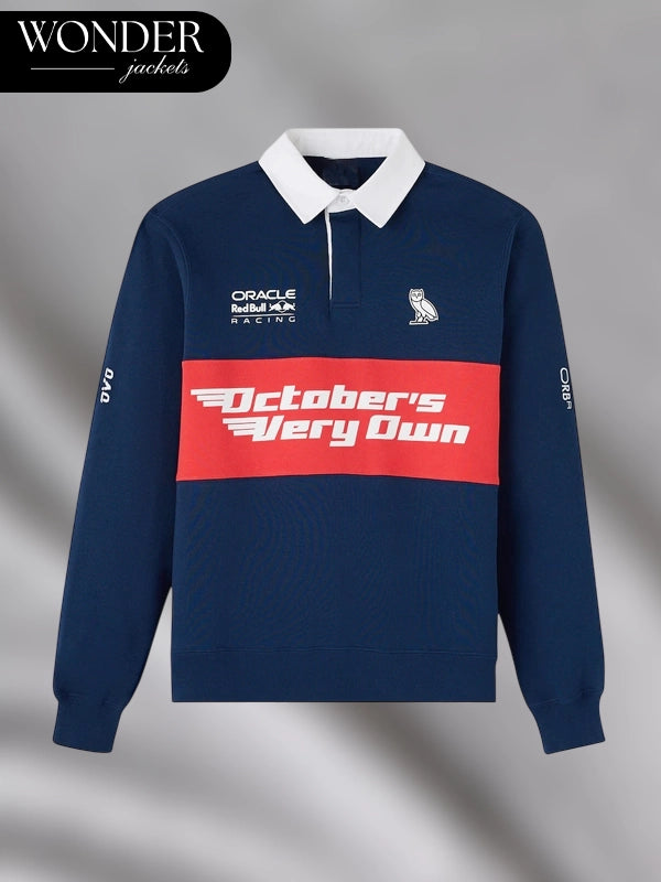 OVO x Red Bull Racing Fleece Rugby Sweatshirt Navy Blue