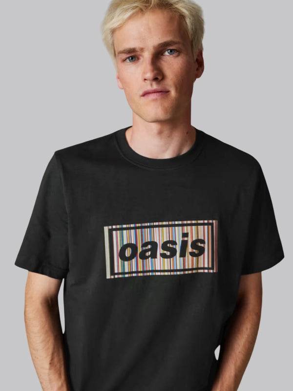 Oasis Black Stripe Logo Tee