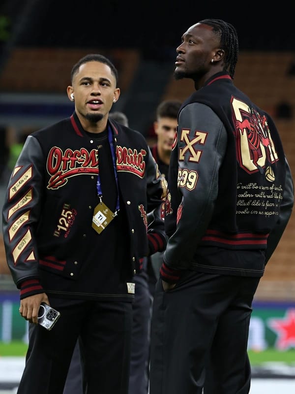 Off White X Ac Milan Black Varsity Jacket