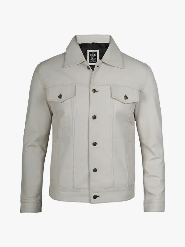 Off White Men’s Trucker Leather Jacket