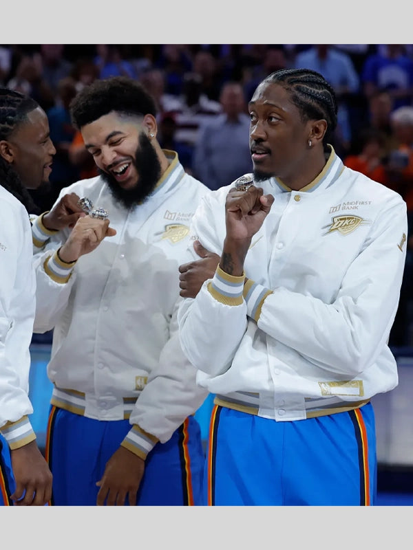 Oklahoma City Thunder Nike Champions Banner Raising Ceremony Jacket White