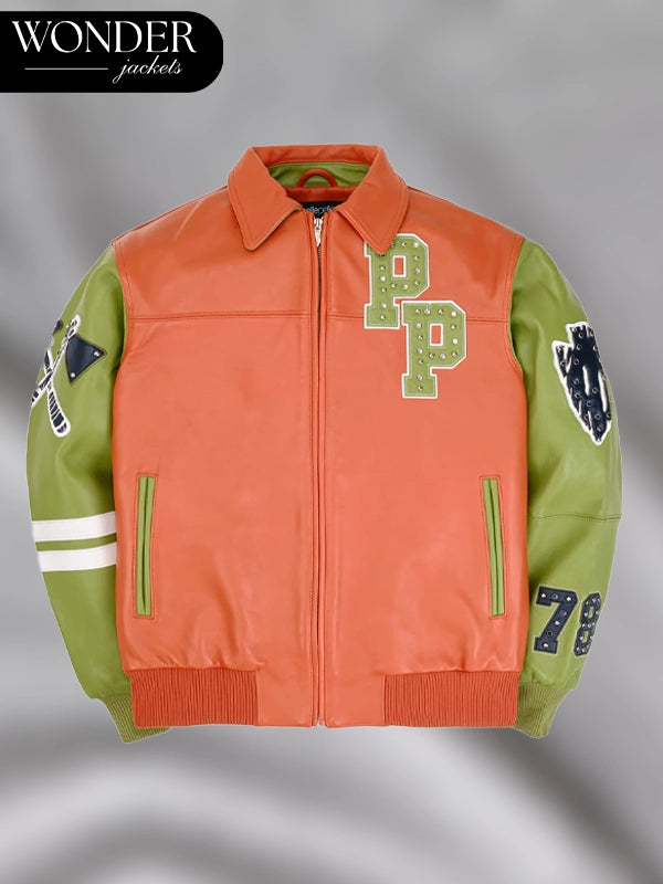 Orange And Green Pelle Pelle Renegades Bomber Jacket