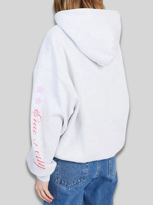 Oversized Ena Pelly EP Mixed Pullover White Fleece Hoodie