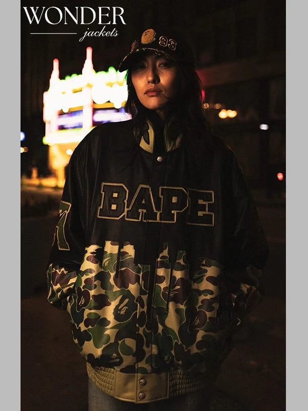 Oversized Jeff Hamilton x Bape Leather Jacket