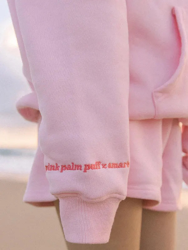 PINK PALM PUFF HOODIE CHASING SUNSET