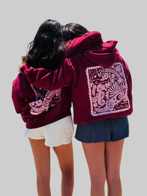PPP X Embreigh Live in the Moment Hoodie Cherry