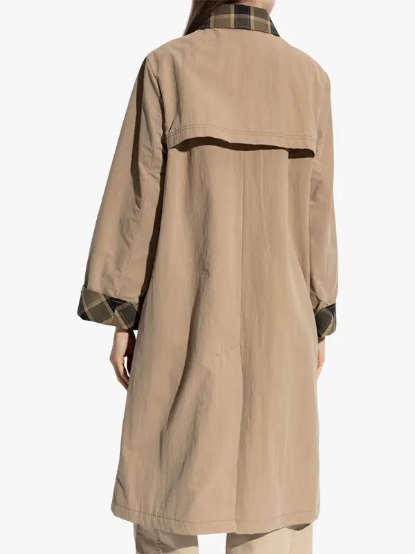 PS Paul Smith checked-trim Long Trench coat