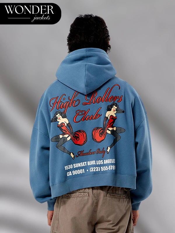 PacSun High Rollers Club Cropped Blue Hoodie