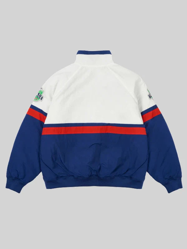 Palace Breakout Half Zip Bomber Jacket White and Blue