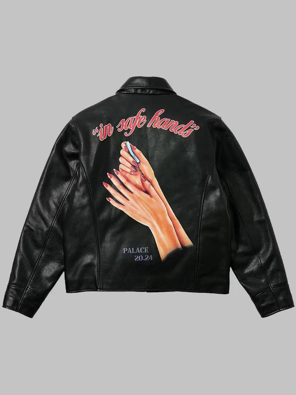 Palace Safe Hands Leather Jacket Black