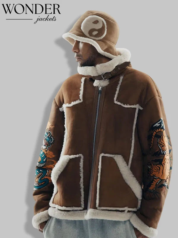 Palace x UGG Brown Suede Shearling Jacket