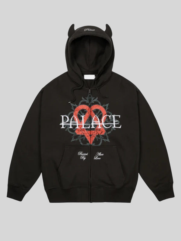 Palace Skateboards x HIM Tri Gram Black Hoodie