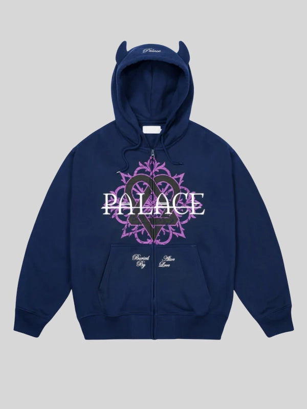 Palace Skateboards x HIM Tri Gram Blue Hoodie