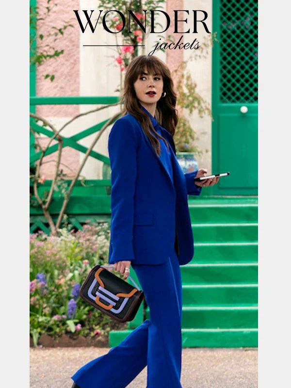 Paris Season 04 Lily Collins Blue Blazer