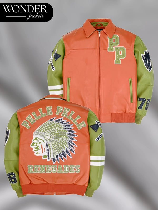 Pelle Pelle Renegades Bomber Jacket Orange And Green
