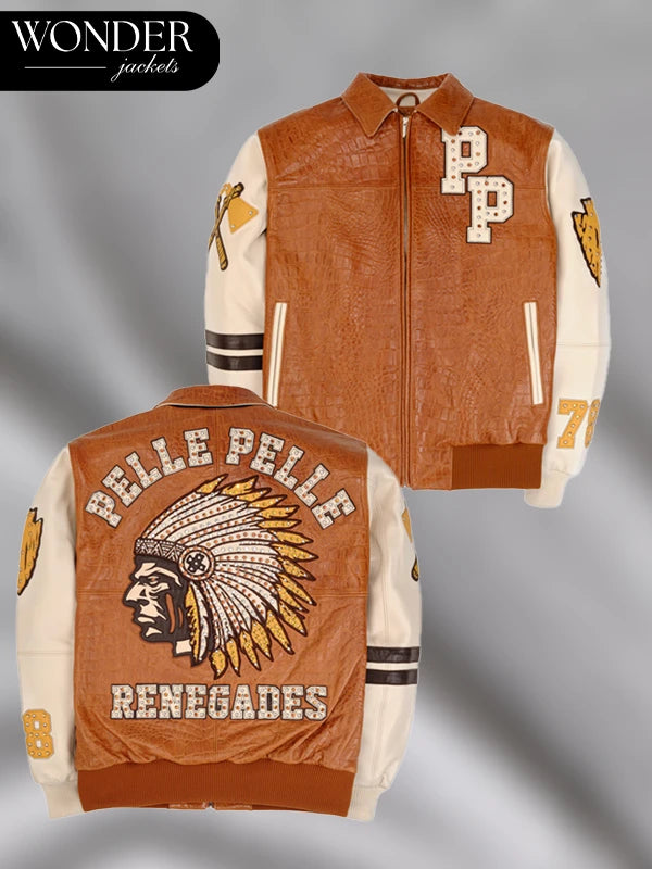 Pelle Pelle Renegades Leather Jacket White And Brown