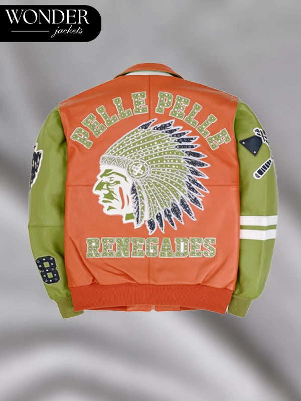 Pelle Pelle Renegades Orange And Green Bomber Jacket