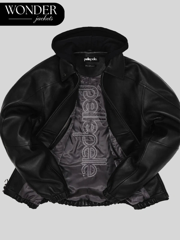 Pelle Pelle x Opium 3 Globe Black Leather Jacket