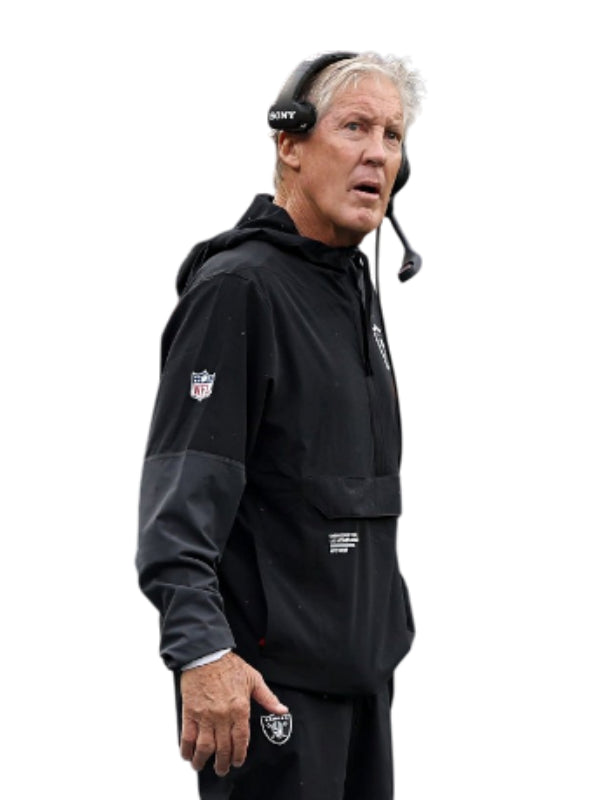 Pete Carroll Raiders Nike Black Half Zip Hoodie Jacket