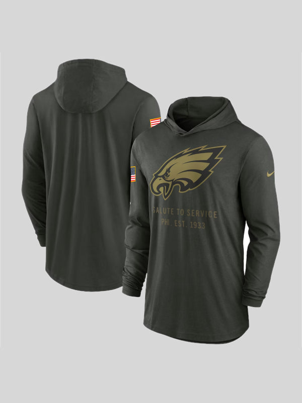 Philadelphia Eagles 2025 Salute to Service Hooded Long Sleeve T-shirt