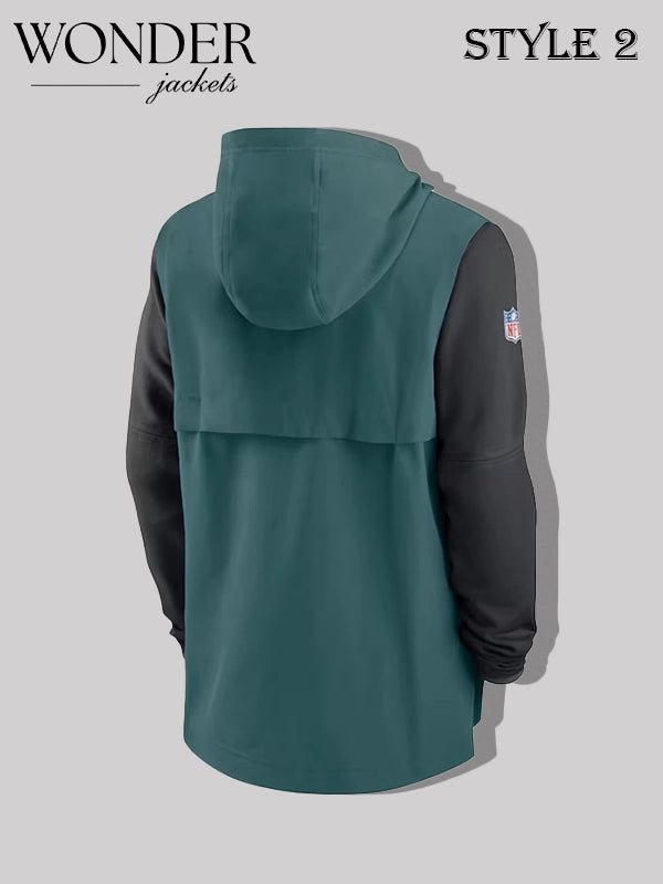 Philadelphia Eagles Green_Black Sideline Player Quarter-Zip Hoodie