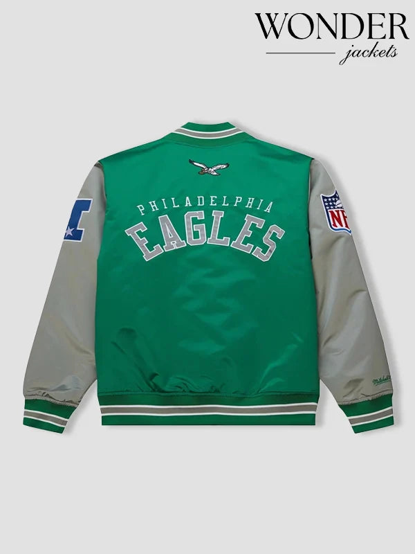 Philadelphia Eagles Primetime Heavyweight Satin Varsity Jacket