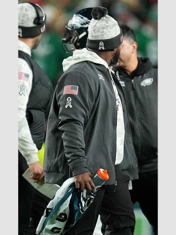 Philadelphia Eagles Salute To Service Black Bomber Jacket 2024