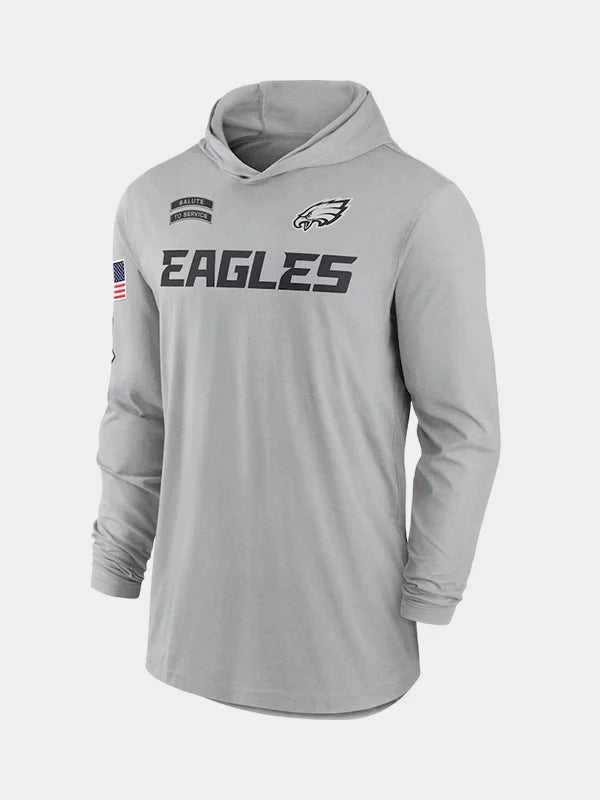 Philadelphia Eagles Salute to Service Long Sleeve Hooded T-Shirt