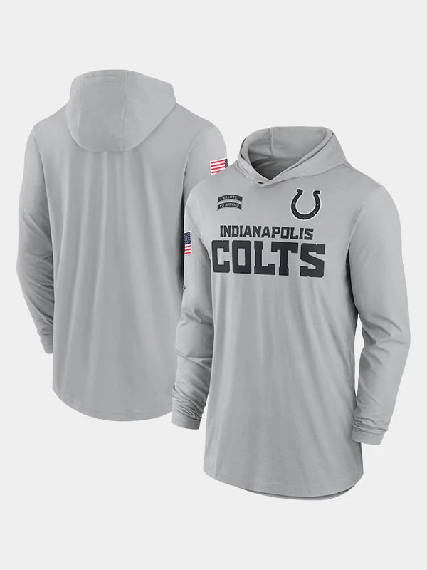 2024 Indianapolis Colts Salute to Service Long Sleeve Hooded T-Shirt