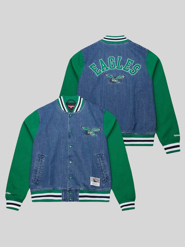 Philadelphia Eagles Denim Kelly Green Varsity Jacket