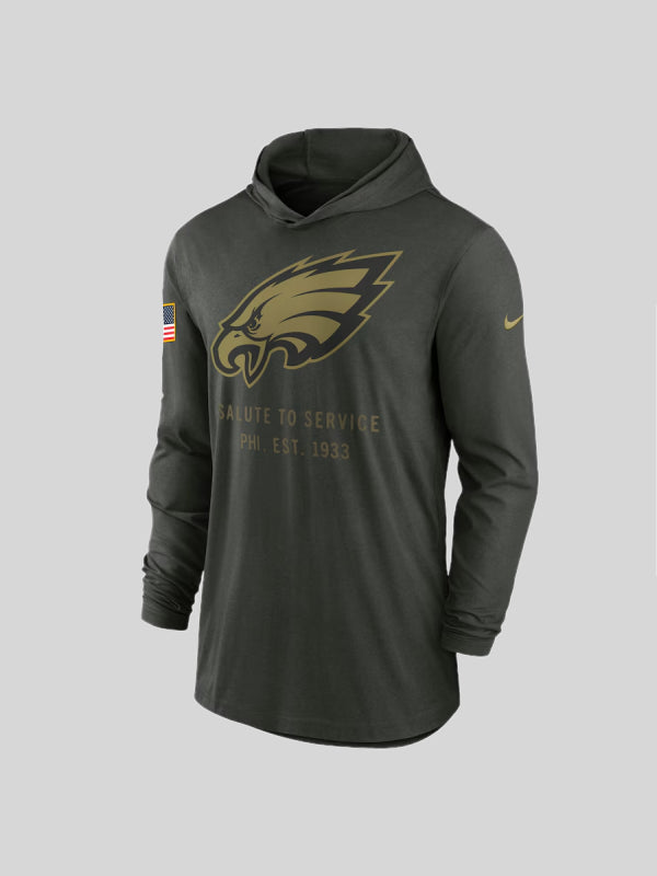 Philadelphia Eagles Nike Salute to Service Hooded Long Sleeve T-shirt 2025