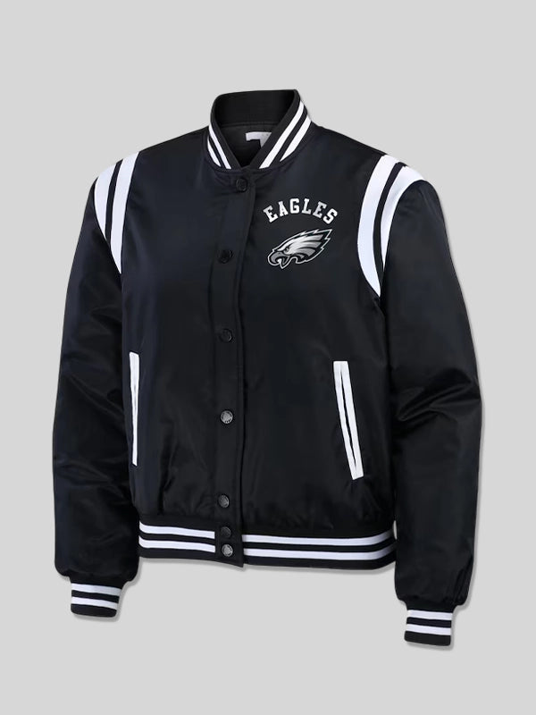 Philadelphia Eagles WEAR by Erin Andrews Black Full-Snap Bomber Jacket